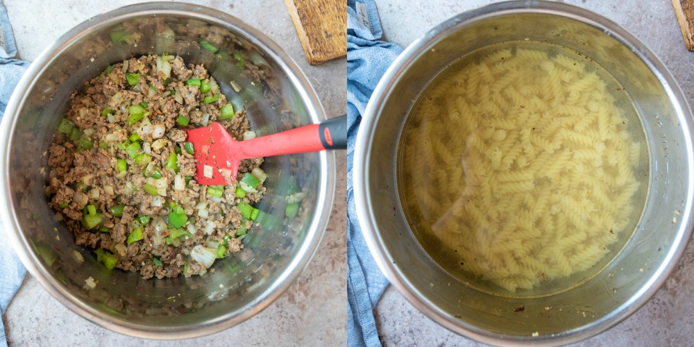 Uncooked pasta in an instant pot inner pot